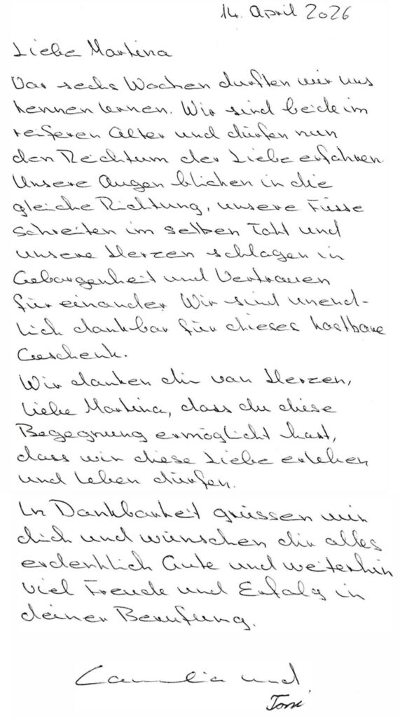 Verliebtmeldung Toni und Cornelia